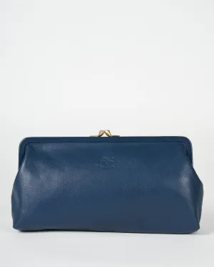 blue clutch- blue leather