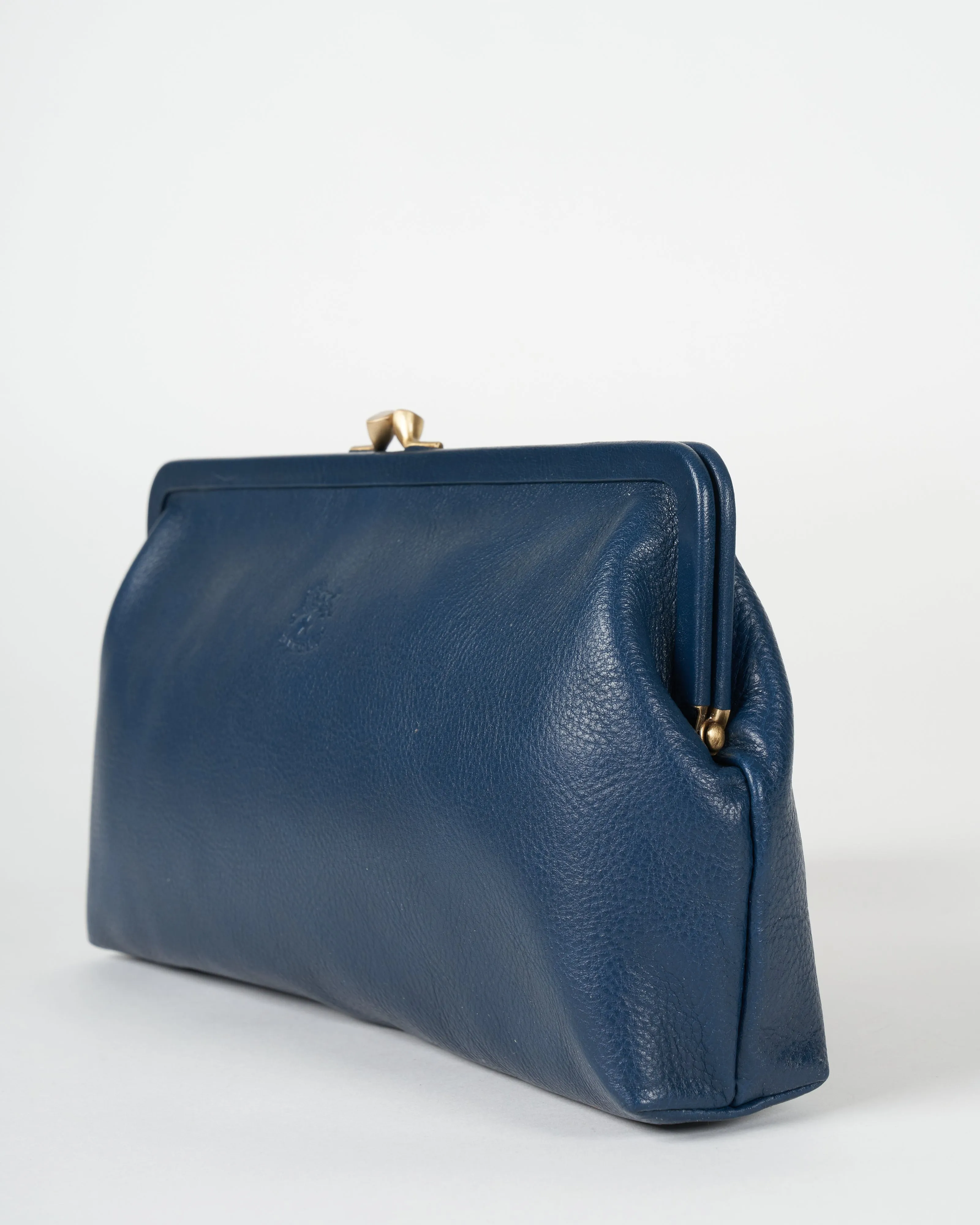 blue clutch- blue leather