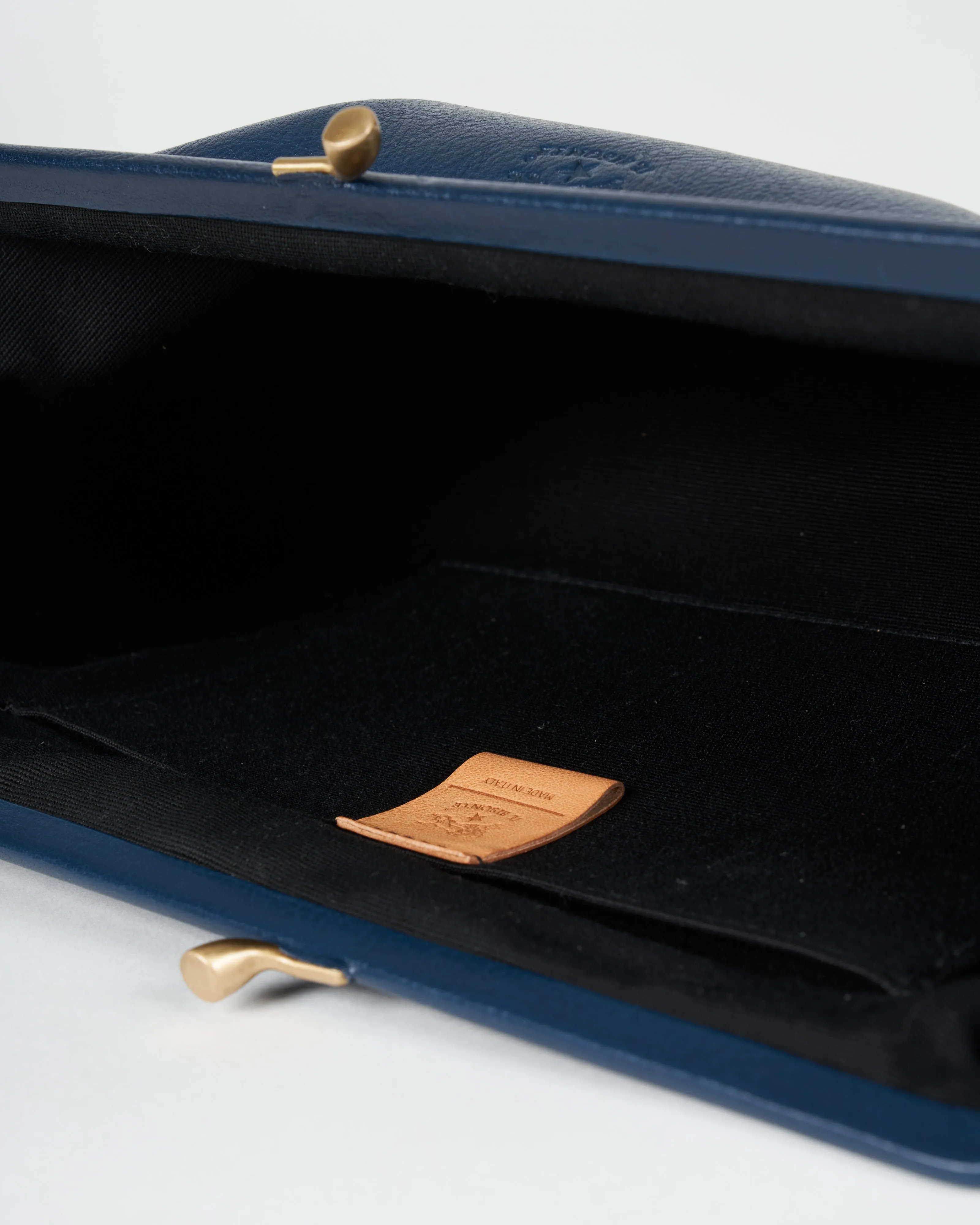 blue clutch- blue leather