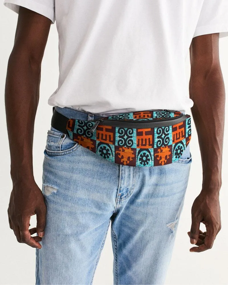 Blue Orange Adinkra African print Crossbody Sling Bag