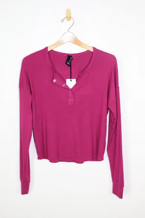 Bobi L/S Rib Snap Henley Top