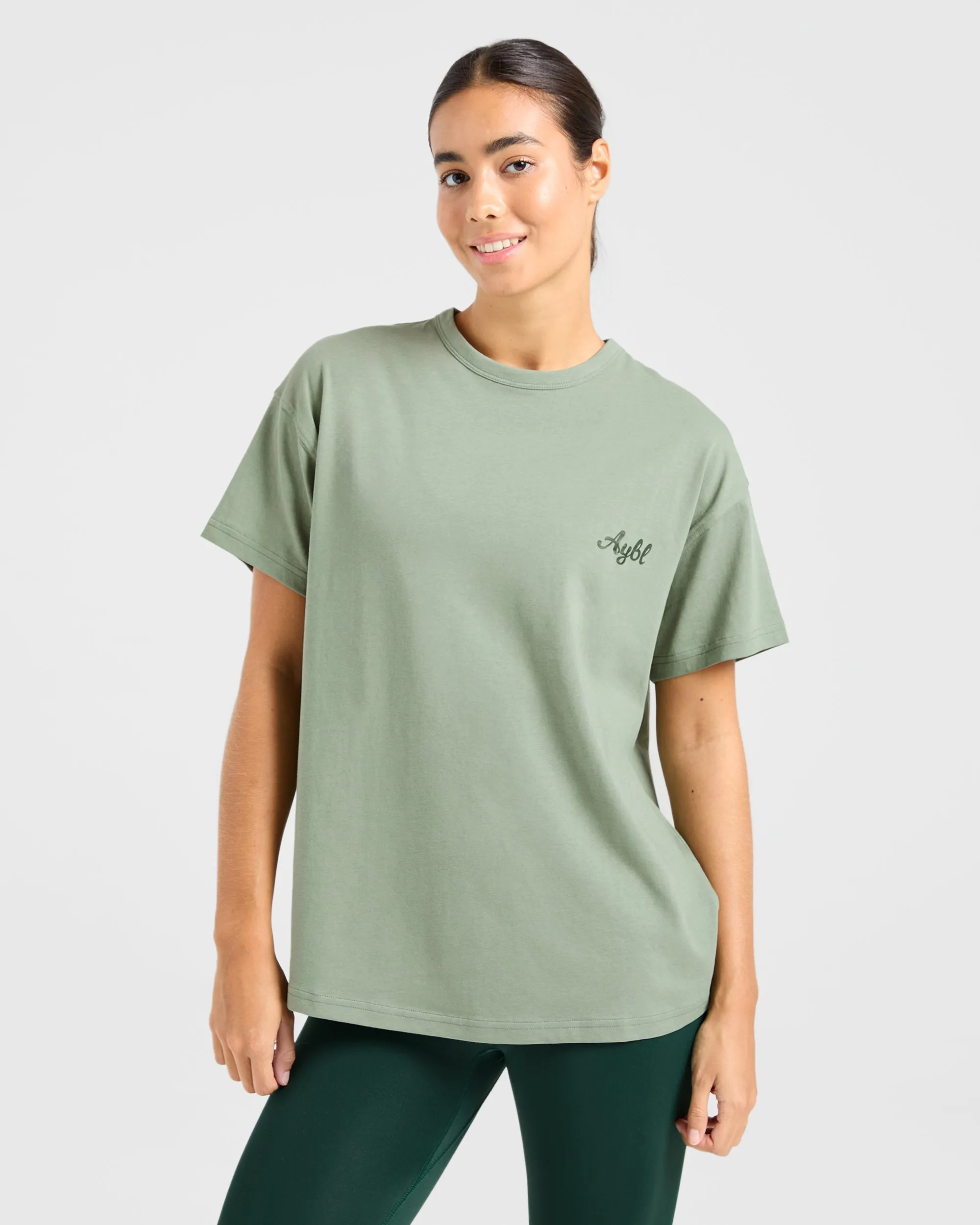Body Achieve Mind Believe Oversized T Shirt - Green