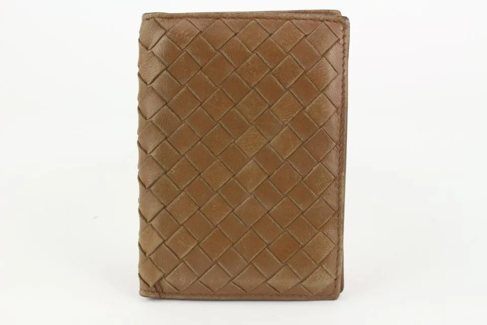 Bottega Veneta Brown Intrecciato Weave Leather card Holder Wallet 128bv45