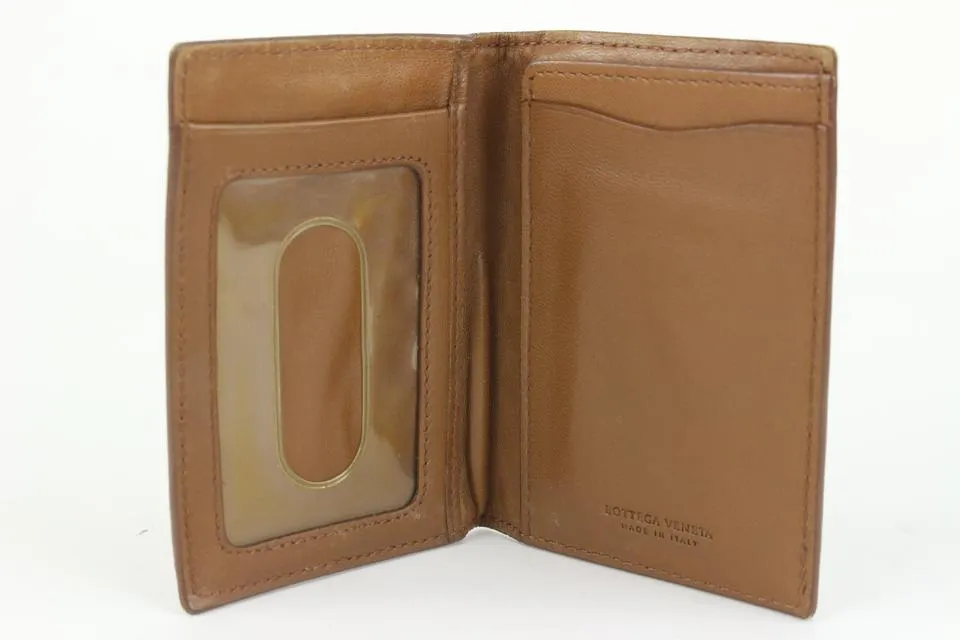 Bottega Veneta Brown Intrecciato Weave Leather card Holder Wallet 128bv45