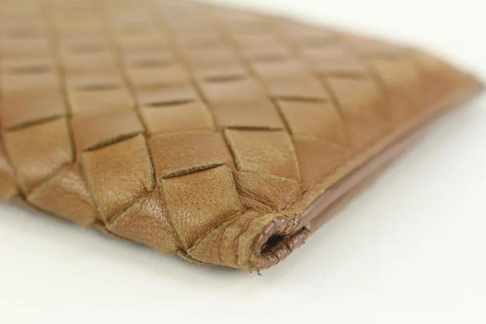 Bottega Veneta Brown Intrecciato Weave Leather card Holder Wallet 128bv45