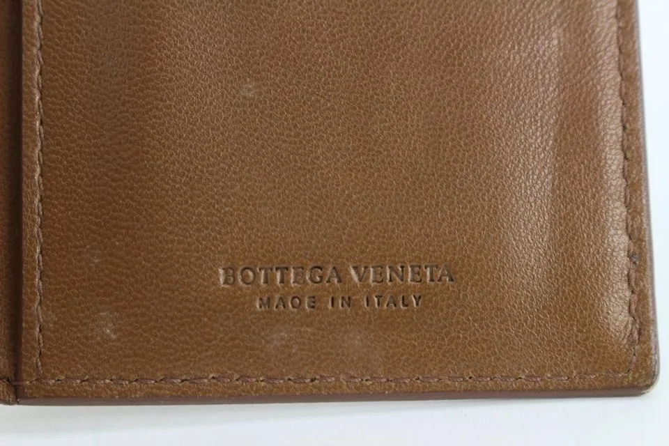Bottega Veneta Brown Intrecciato Weave Leather card Holder Wallet 128bv45