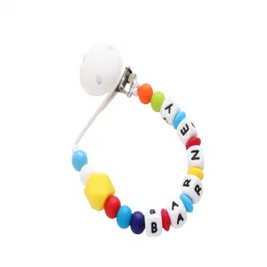 Bright Rainbow Personalised Dummy clip