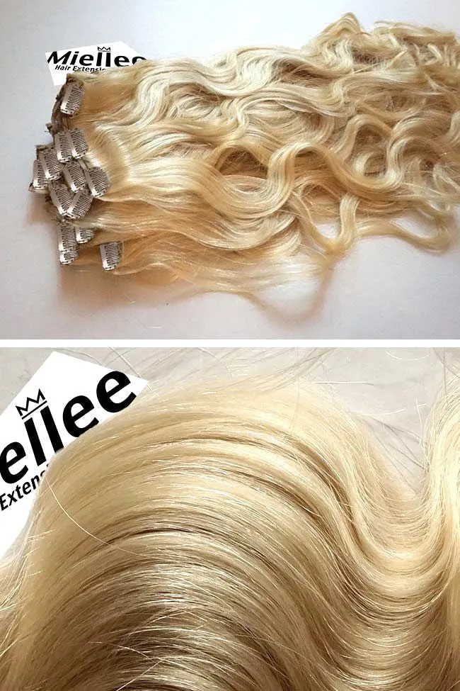 Butter Blonde 8 Piece Clip Ins - Wavy Hair
