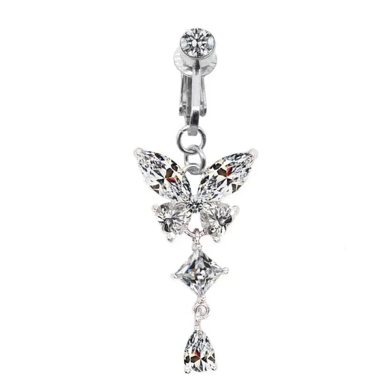 Butterfly Clip On Belly Ring