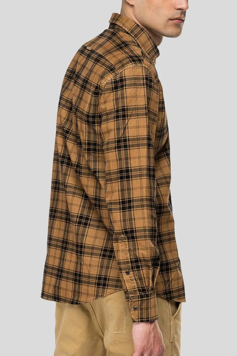 Camicia Check con Taschino - Marrone