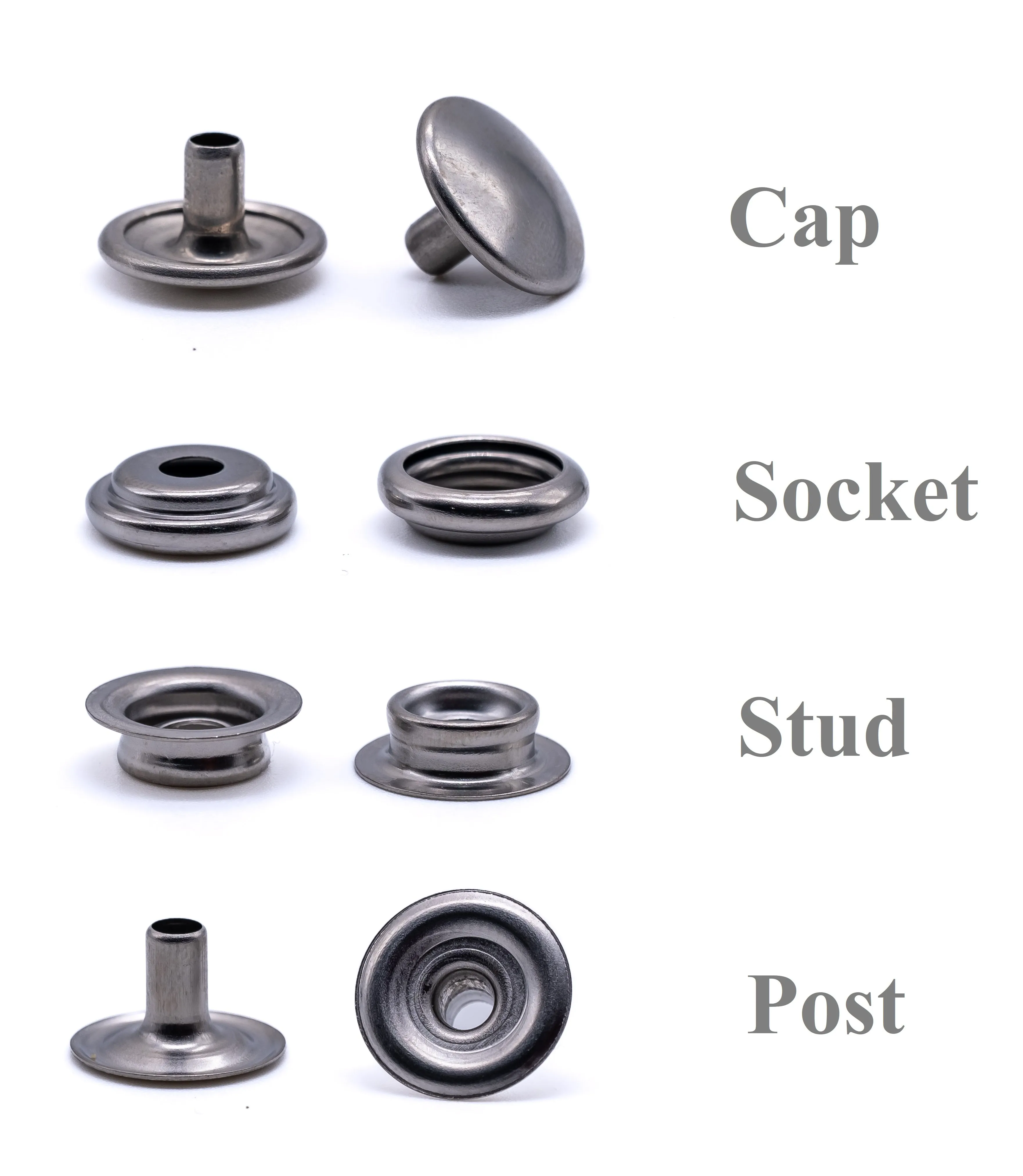 Canvas to deck press snap fastener kit 316 A4 stainless steel marine grade stud and screw