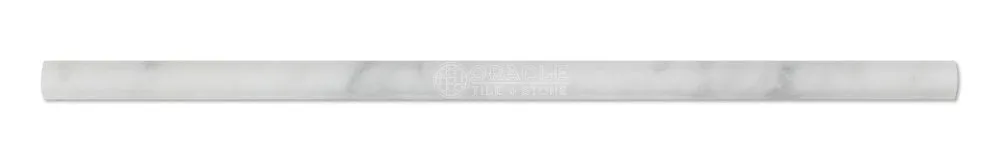 Carrara White Italian (Bianco Carrara) Marble 1/2 X 12 Pencil Liner Trim Molding, Polished
