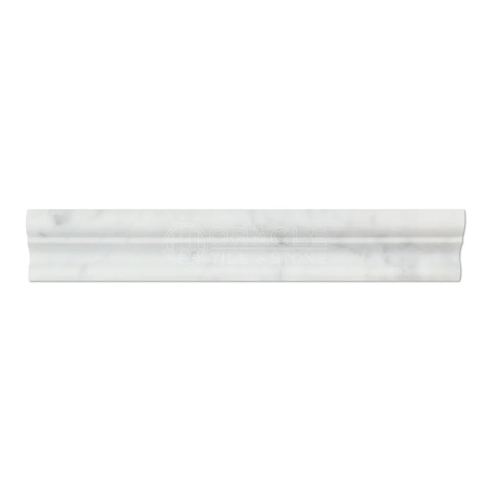 Carrara White Italian (Bianco Carrara) Marble Crown Mercer Molding Trim, Honed