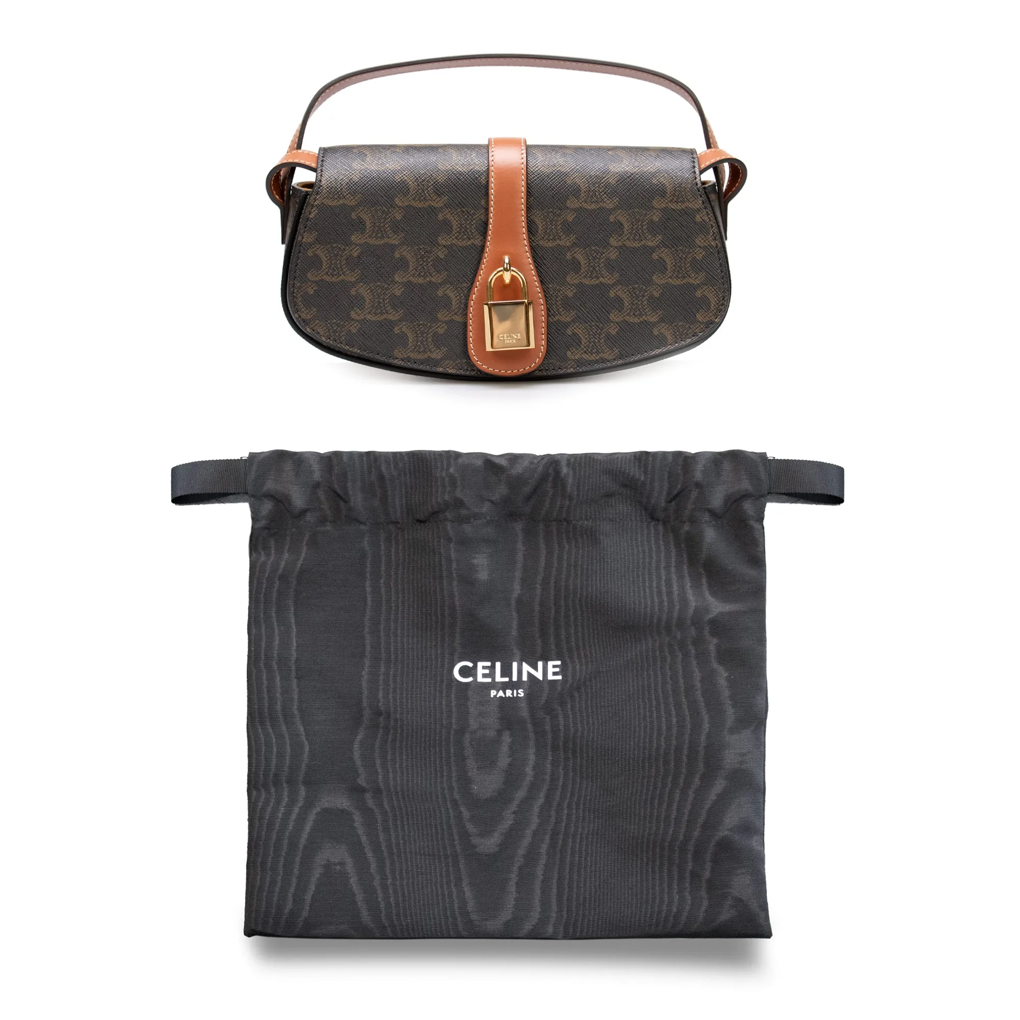 Celine Clutch On Strap Tabou in Brown/Tan