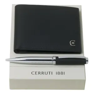 CERRUTI 1881 NPBM711A-Set Hamilton Black (ballpoint pen & money wallet)