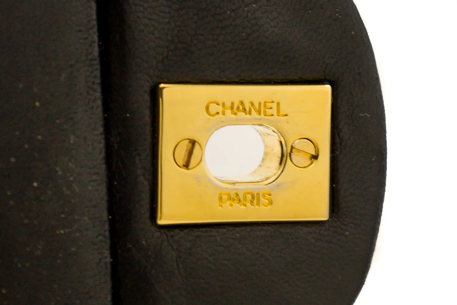 CHANEL 2.55 Double Flap Square Chain Shoulder Bag Black Lambskin i14