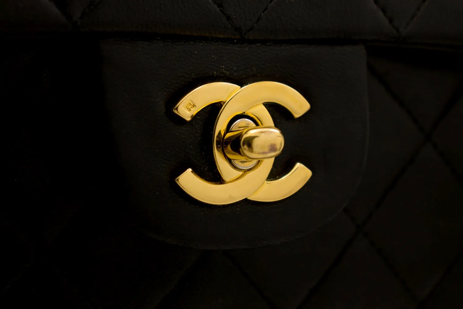 CHANEL 2.55 Double Flap Square Chain Shoulder Bag Black Lambskin i14