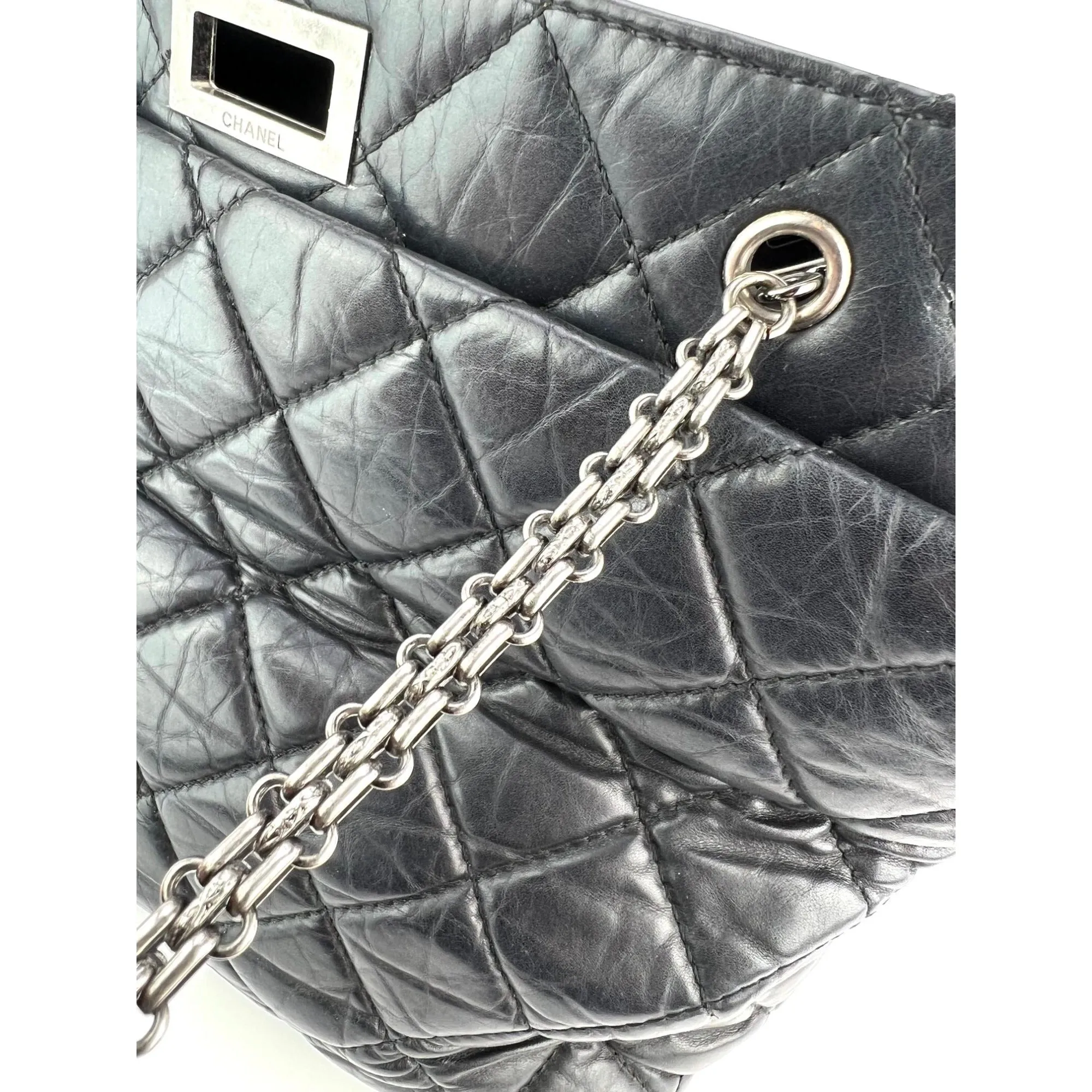 CHANEL 2.55 Reissue Aged Calfskin Black Tote Bag
