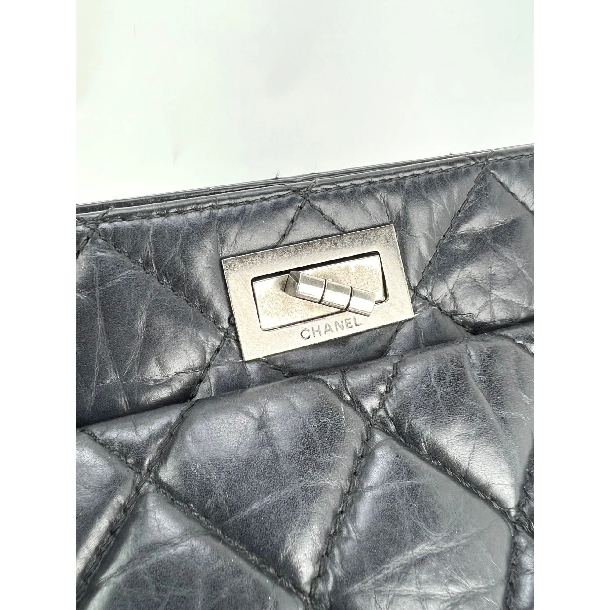 CHANEL 2.55 Reissue Aged Calfskin Black Tote Bag