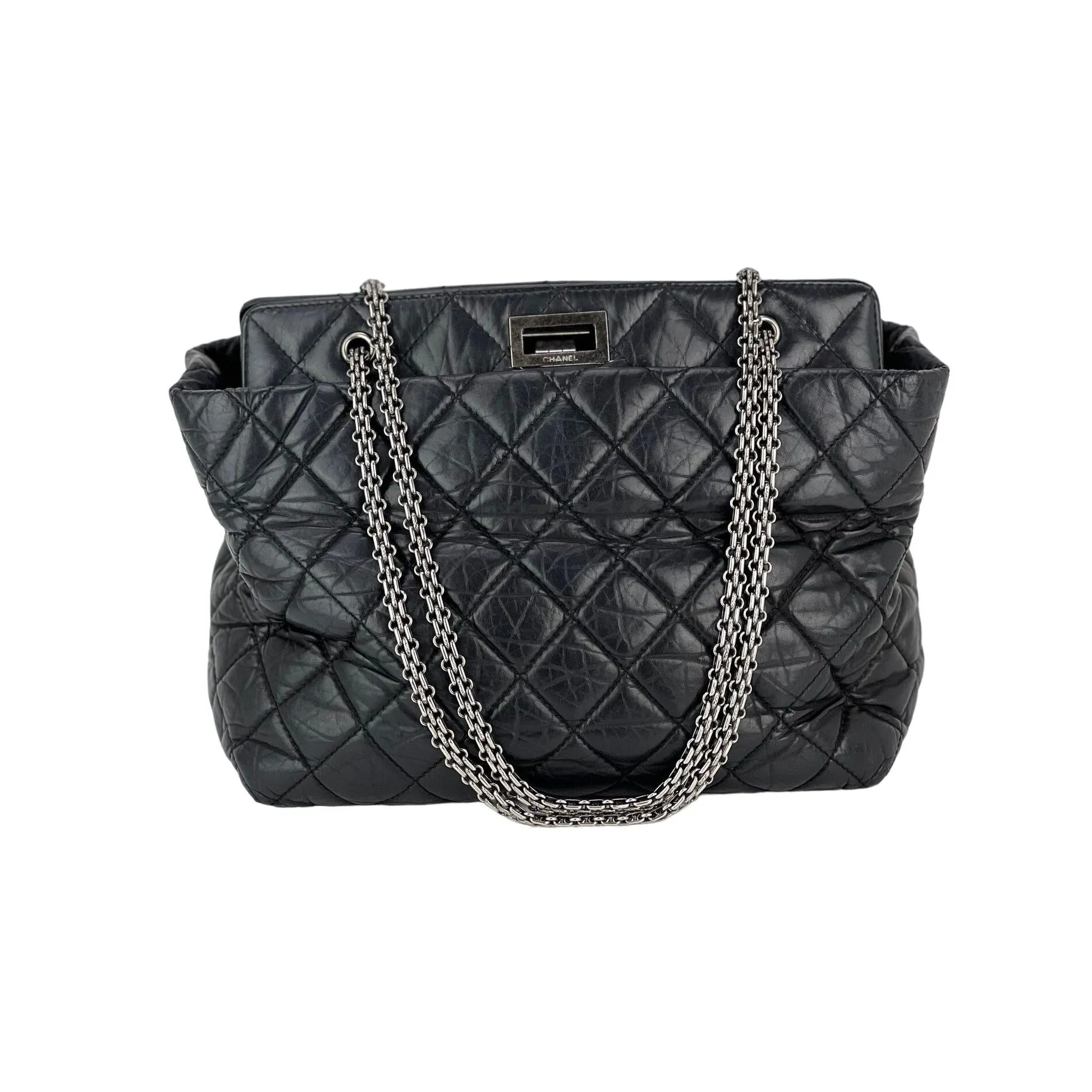 CHANEL 2.55 Reissue Aged Calfskin Black Tote Bag
