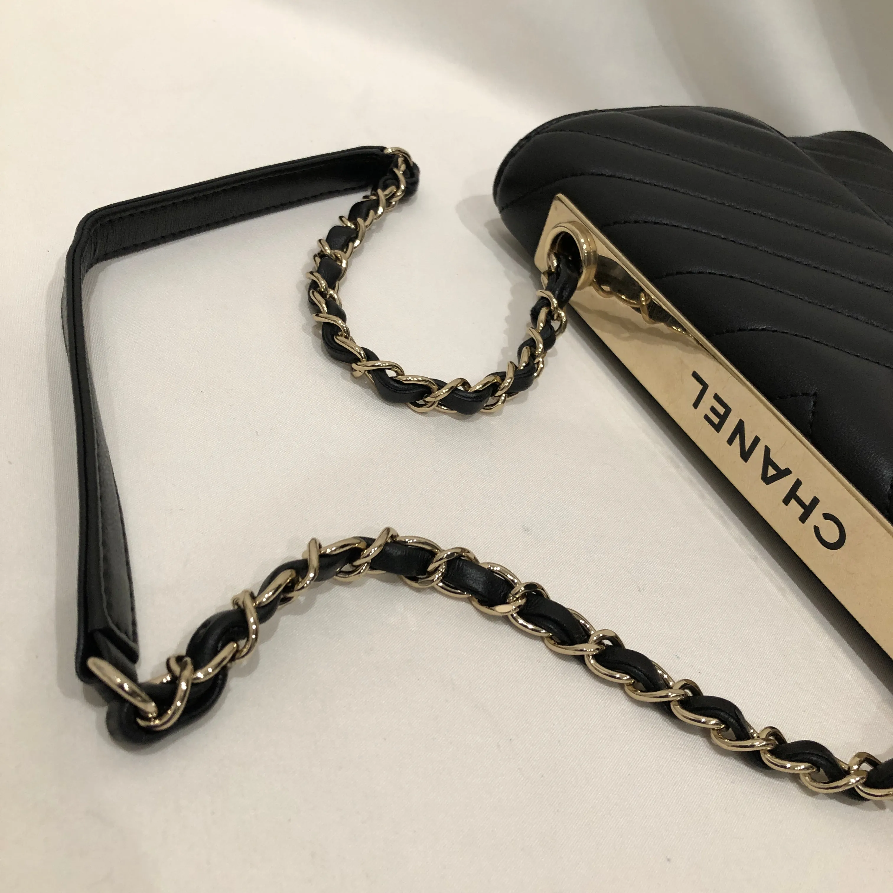 Chanel Black Leather Small Trendy CC Flap Shoulder Bag Sku# 83282