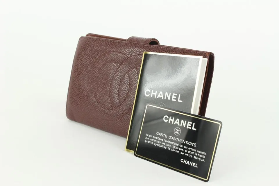 Chanel Bordeaux Caviar Leather CC Logo Long Wallet 105c18