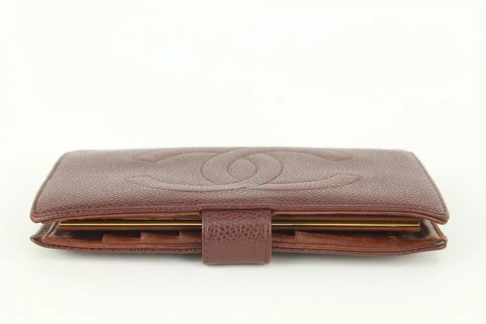 Chanel Bordeaux Caviar Leather CC Logo Long Wallet 105c18