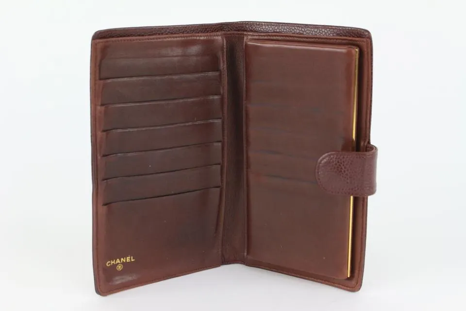 Chanel Bordeaux Caviar Leather CC Logo Long Wallet 105c18