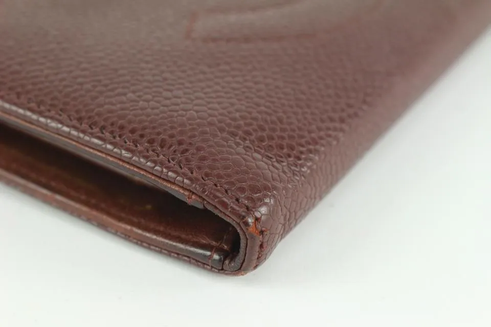 Chanel Bordeaux Caviar Leather CC Logo Long Wallet 105c18