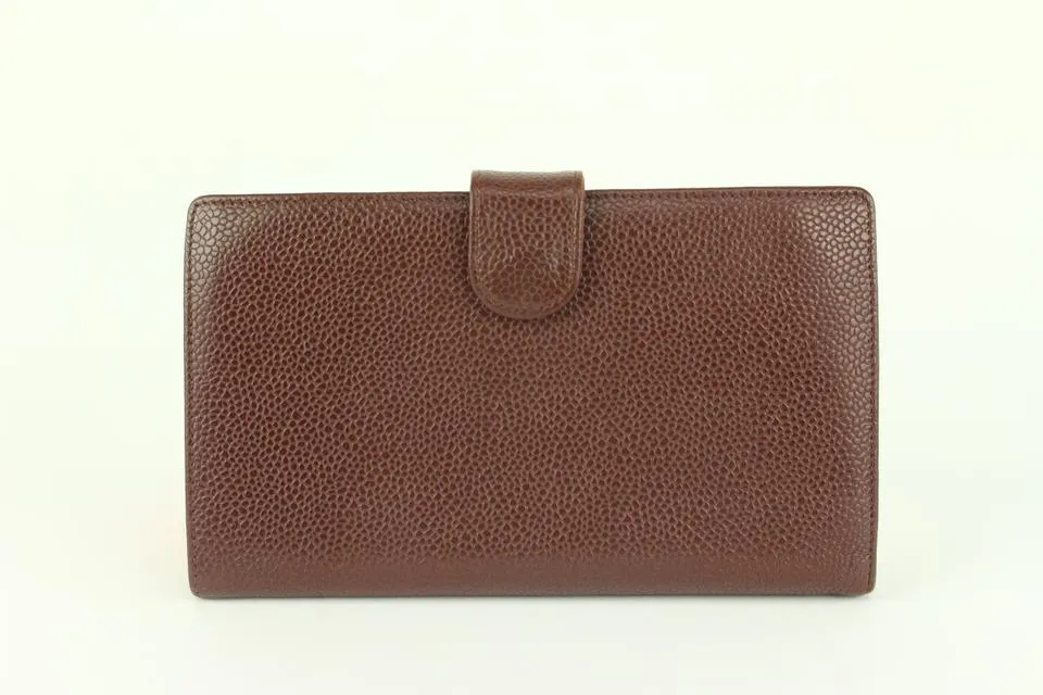 Chanel Bordeaux Caviar Leather CC Logo Long Wallet 105c18