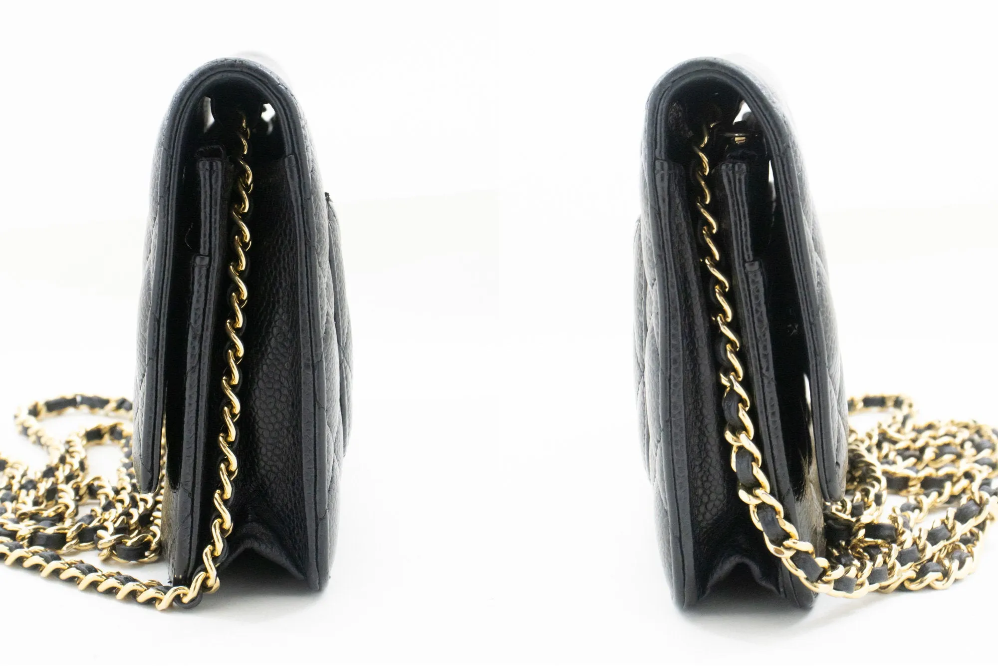 CHANEL Caviar Wallet On Chain WOC Black Shoulder Bag Crossbody n45