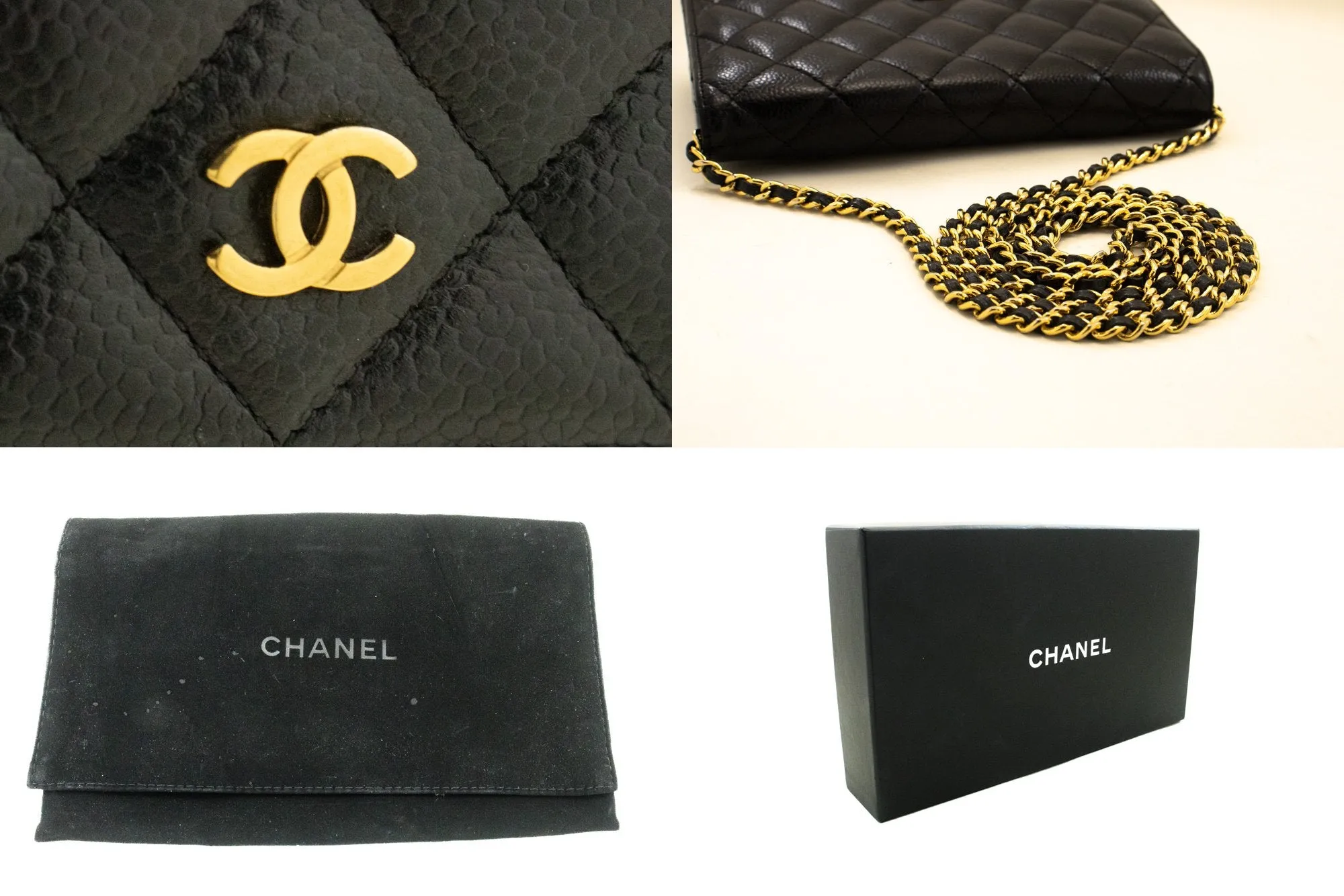 CHANEL Caviar Wallet On Chain WOC Black Shoulder Bag Crossbody n45