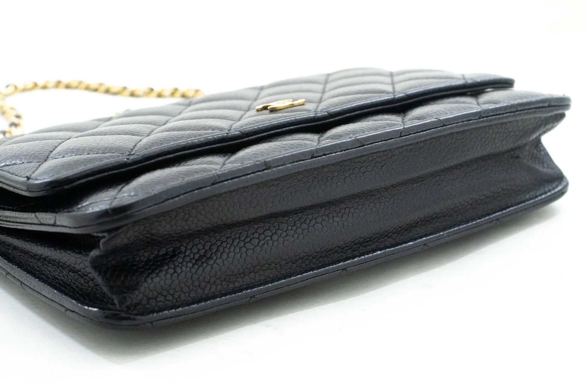 CHANEL Caviar Wallet On Chain WOC Black Shoulder Bag Crossbody n45