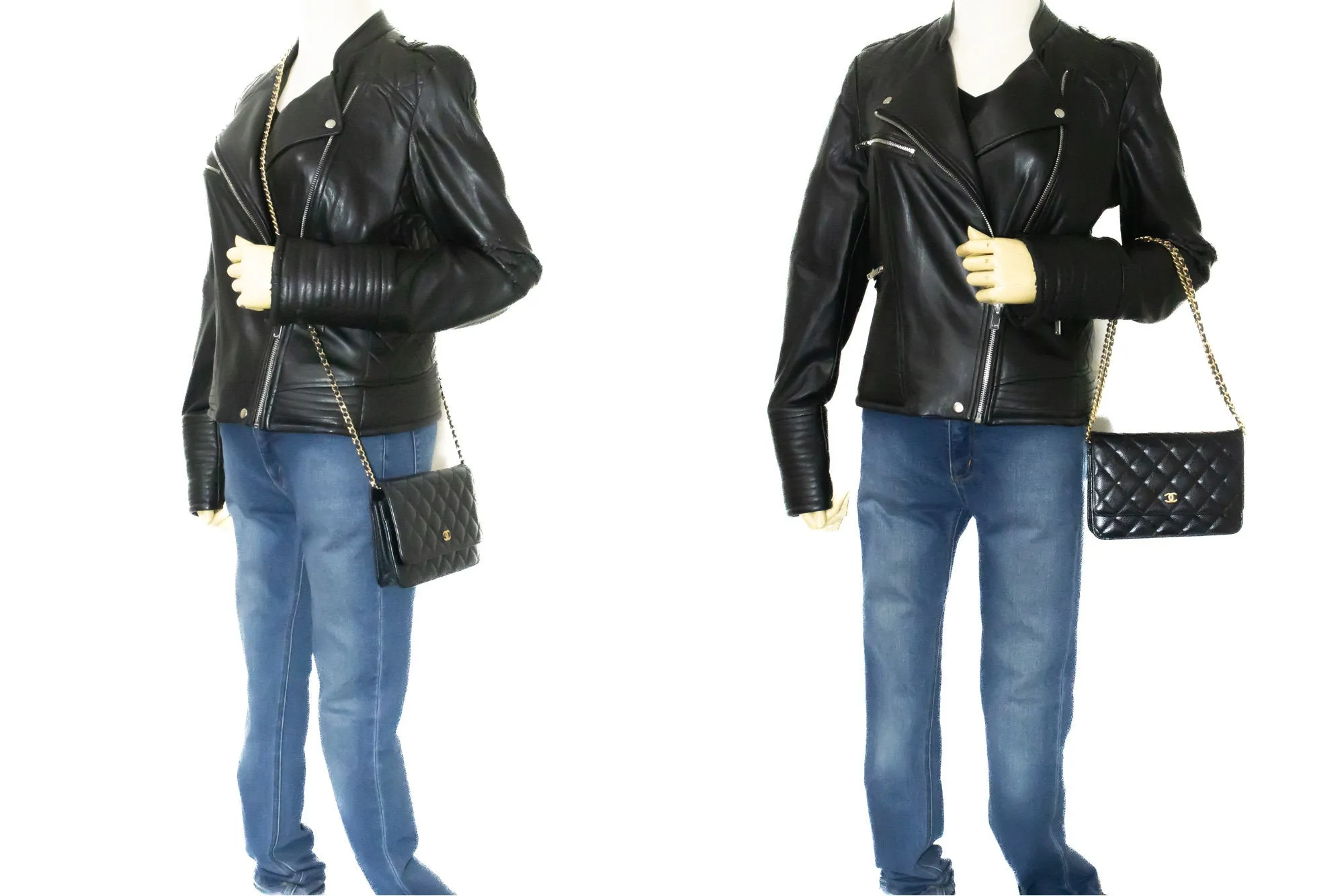 CHANEL Caviar Wallet On Chain WOC Black Shoulder Bag Crossbody n45