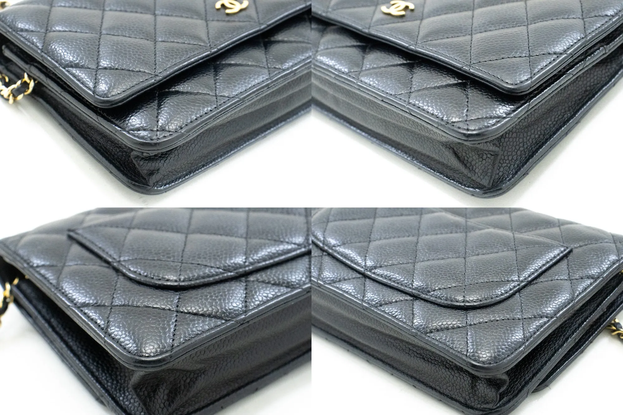CHANEL Caviar Wallet On Chain WOC Black Shoulder Bag Crossbody n45