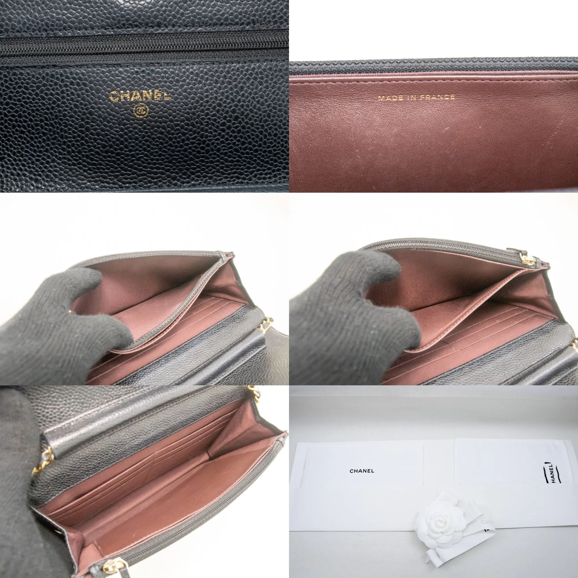 CHANEL Caviar Wallet On Chain WOC Black Shoulder Bag Crossbody n45