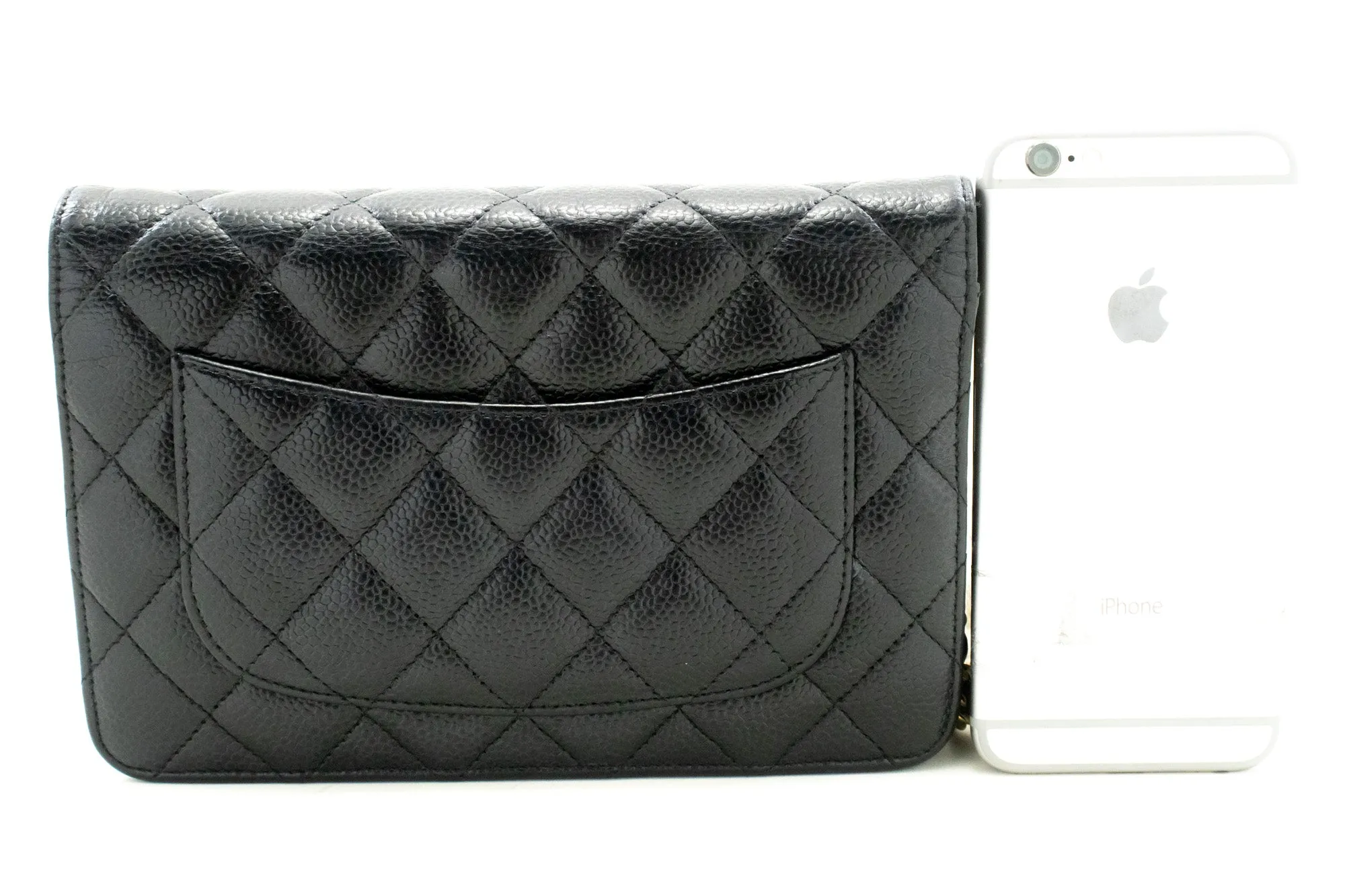 CHANEL Caviar Wallet On Chain WOC Black Shoulder Bag Crossbody n45