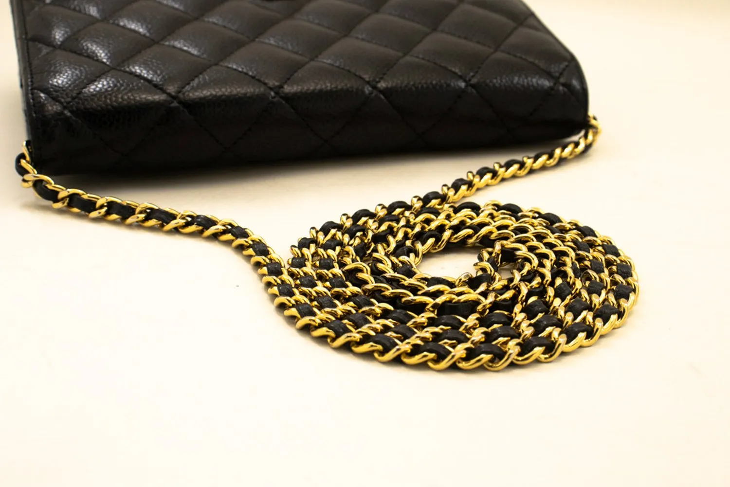 CHANEL Caviar Wallet On Chain WOC Black Shoulder Bag Crossbody n45