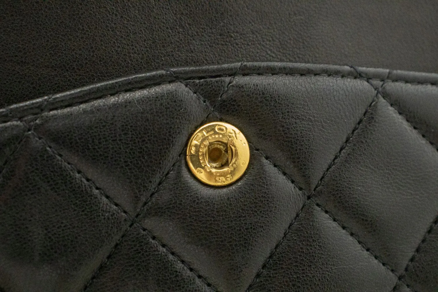 CHANEL Classic Double Flap 10" Chain Shoulder Bag Black Lambskin n89