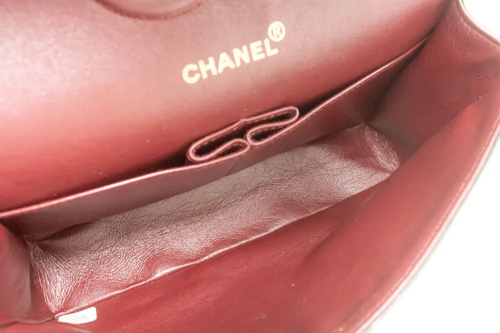 CHANEL Classic Double Flap 10" Chain Shoulder Bag Black Lambskin n89