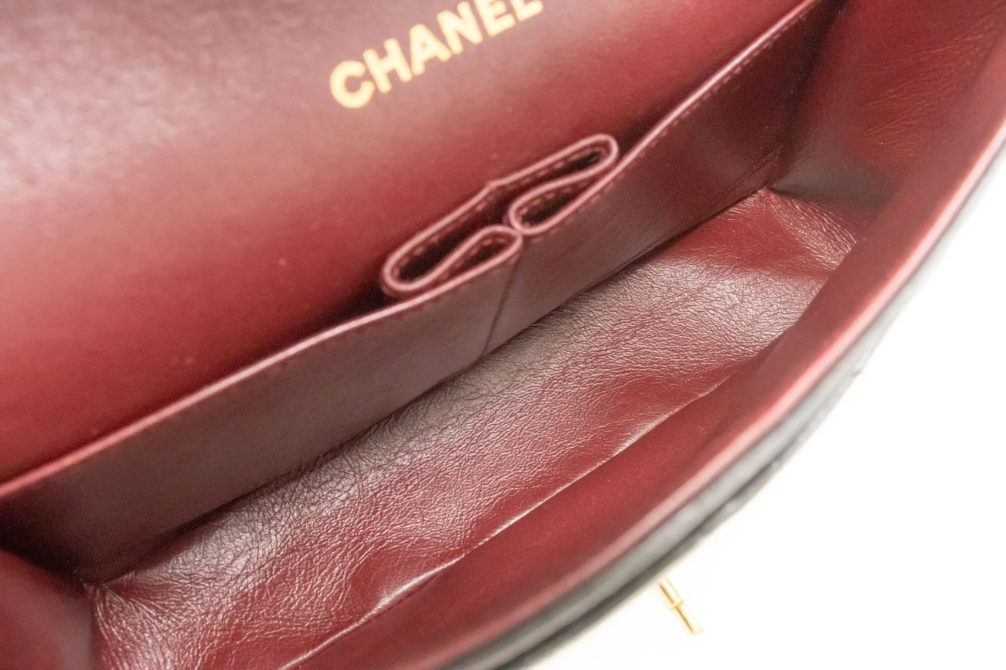 CHANEL Classic Double Flap 10" Chain Shoulder Bag Black Lambskin n89