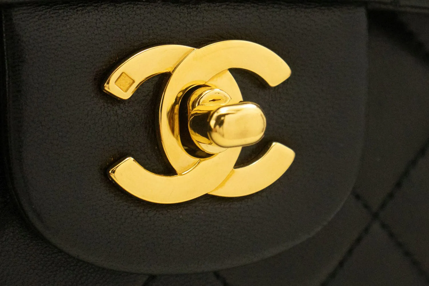 CHANEL Classic Double Flap 10" Chain Shoulder Bag Black Lambskin n89