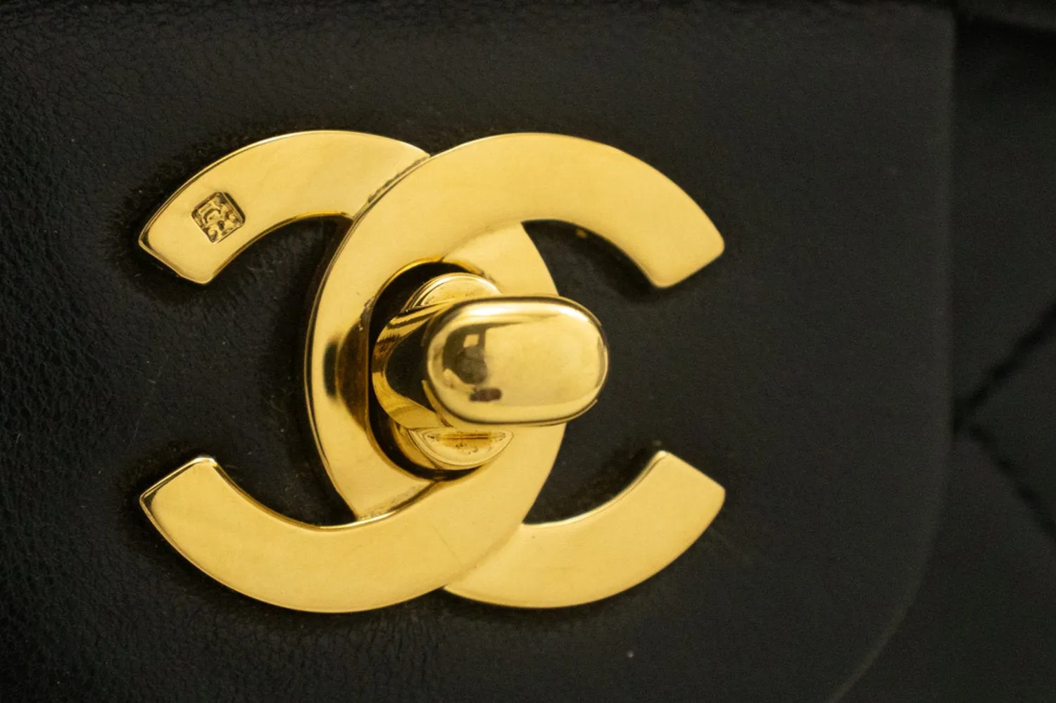 CHANEL Classic Double Flap 9" Chain Shoulder Bag Black Lambskin m31