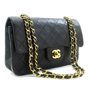 CHANEL Classic Double Flap 9" Chain Shoulder Bag Black Lambskin m31