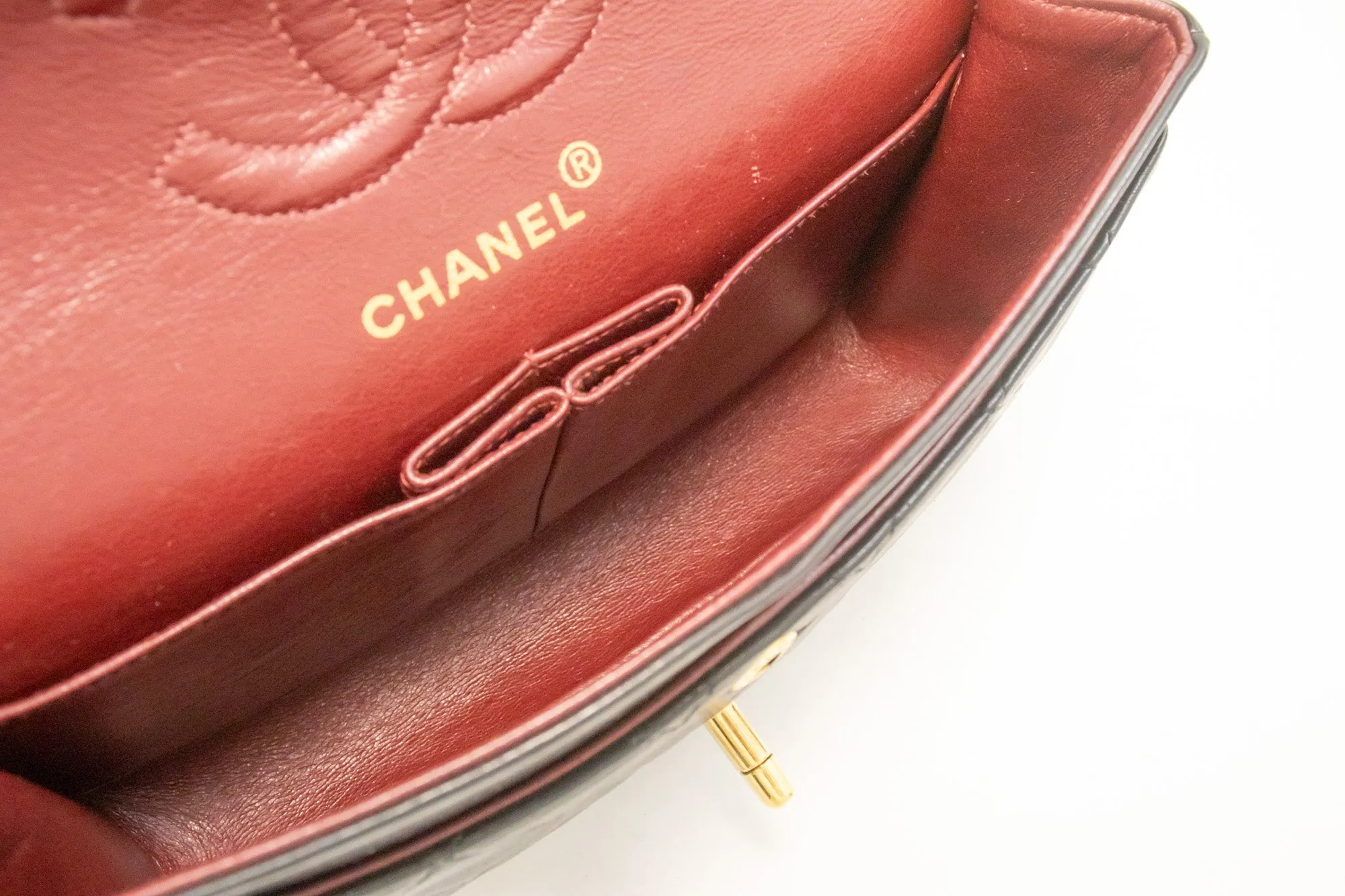CHANEL Classic Double Flap 9" Chain Shoulder Bag Black Lambskin m31