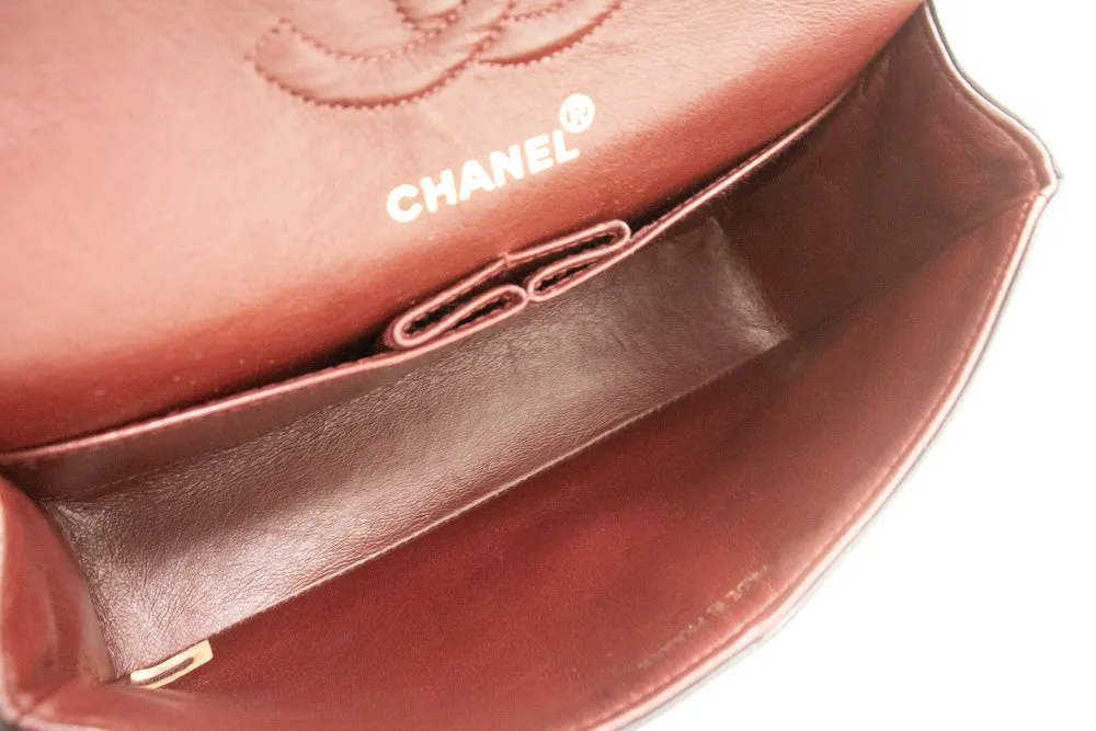 CHANEL Classic Double Flap 9" Chain Shoulder Bag Black Lambskin n08