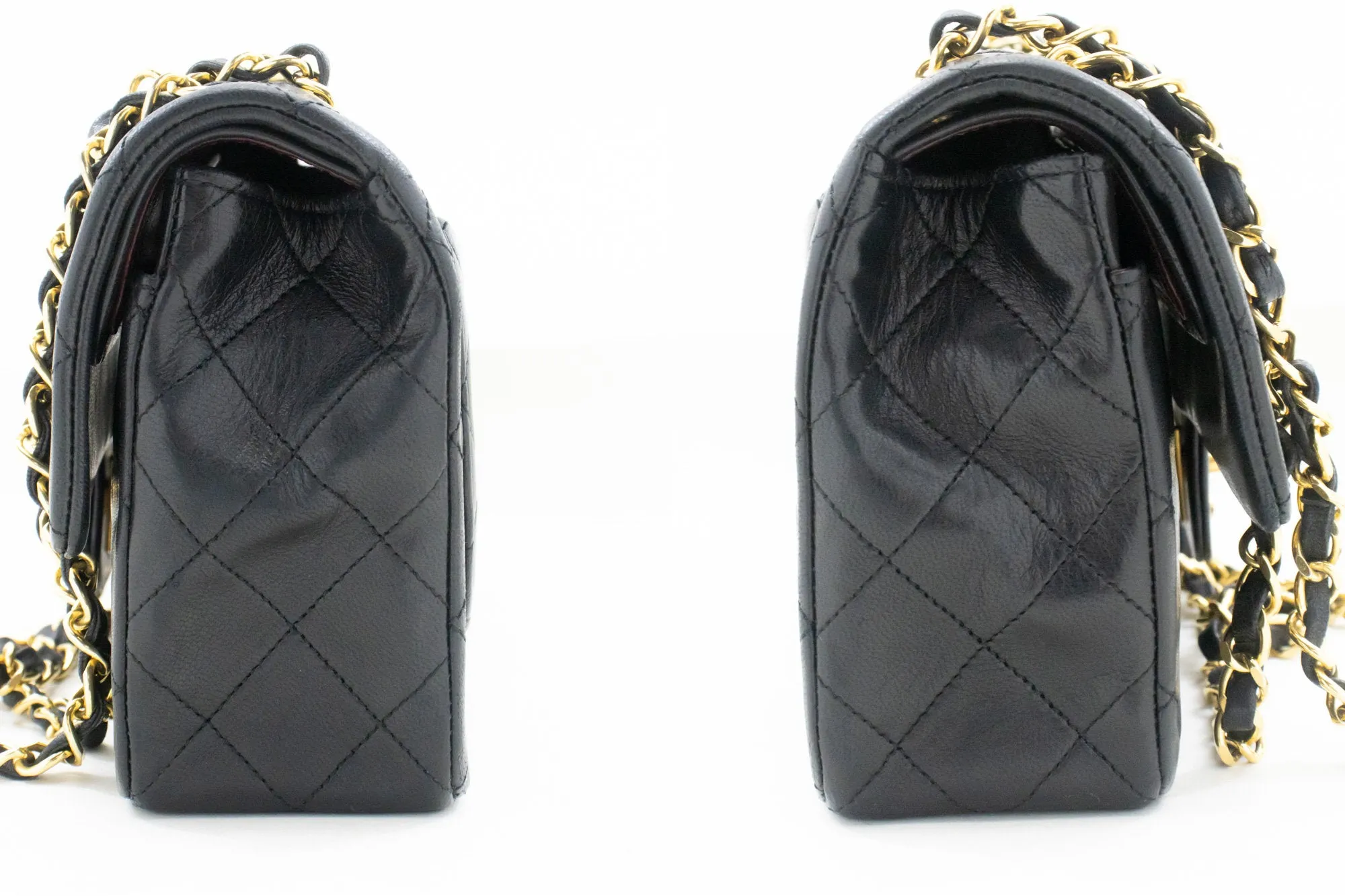 CHANEL Classic Double Flap 9" Chain Shoulder Bag Black Lambskin n08
