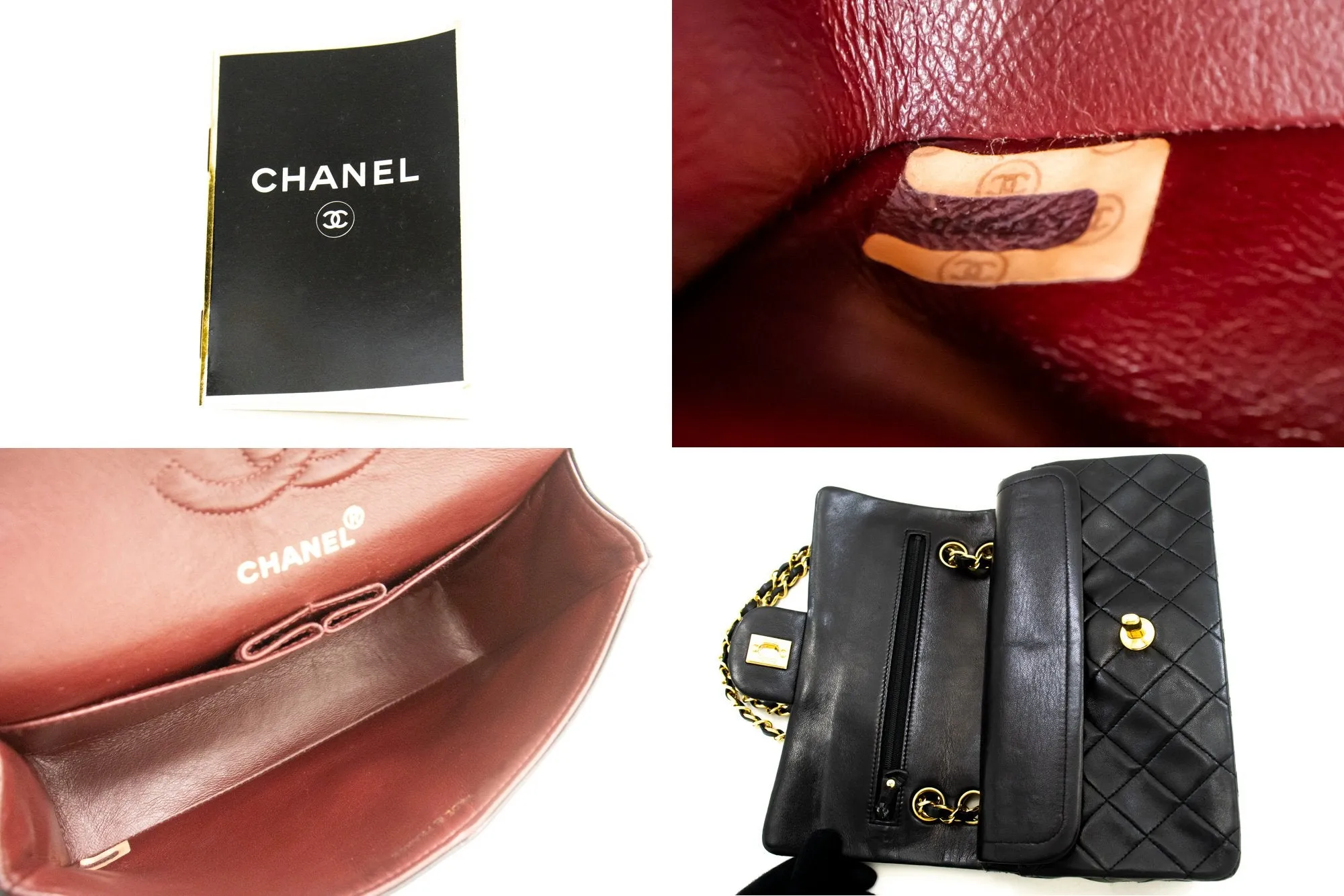 CHANEL Classic Double Flap 9" Chain Shoulder Bag Black Lambskin n08