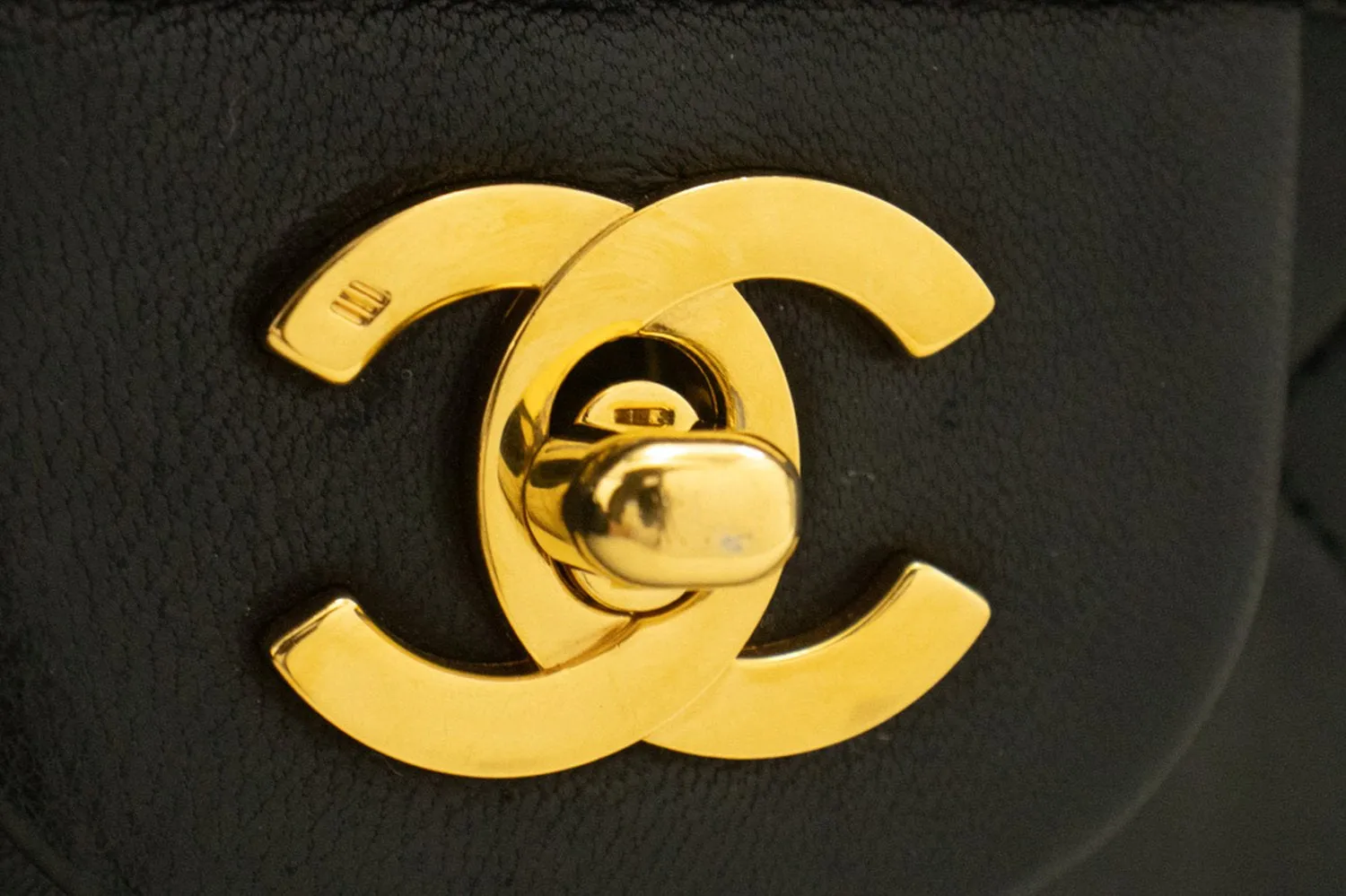 CHANEL Classic Double Flap 9" Chain Shoulder Bag Black Lambskin n08