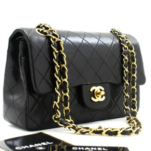 CHANEL Classic Double Flap 9" Chain Shoulder Bag Black Lambskin n86